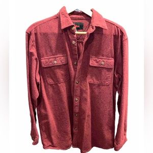 STOIC red BURGUNDY Flannel SHIRT XL men’s chamois SOFT cotton flap POCKETS WORK